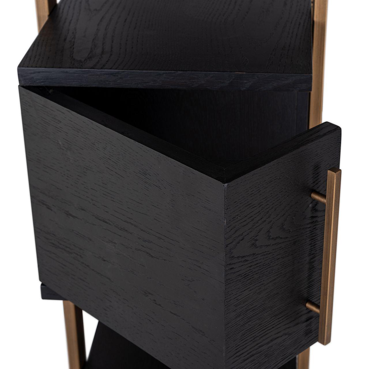 Cambon Gold Stainless Steel Bookcase with Dark Coffee 4 Door Cabinet by Richmond Interiors - Maison Rêves UK
