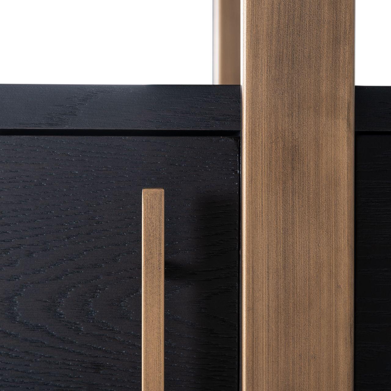 Cambon Gold Stainless Steel Bookcase with Dark Coffee 4 Door Cabinet by Richmond Interiors - Maison Rêves UK