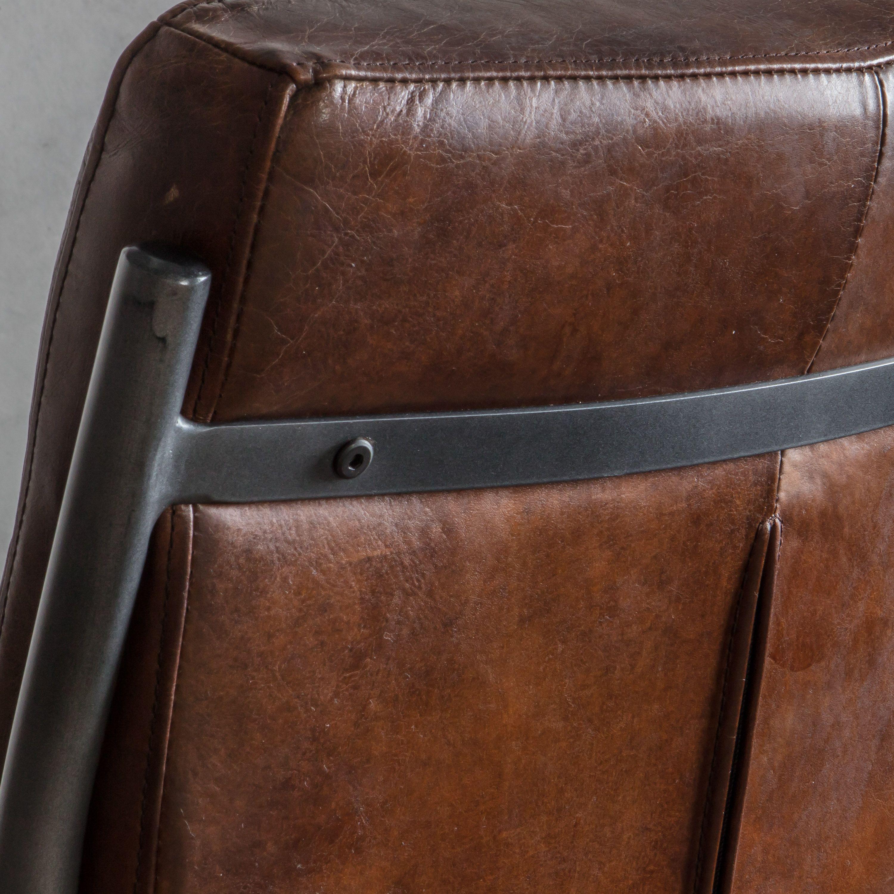 Capriccio Leather Dining Chair Brown with Black Iron Legs - Maison Rêves UK