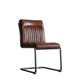 Capriccio Leather Dining Chair Brown with Black Iron Legs - Maison Rêves UK