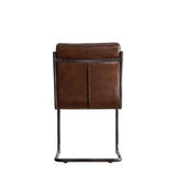 Capriccio Leather Dining Chair Brown with Black Iron Legs - Maison Rêves UK