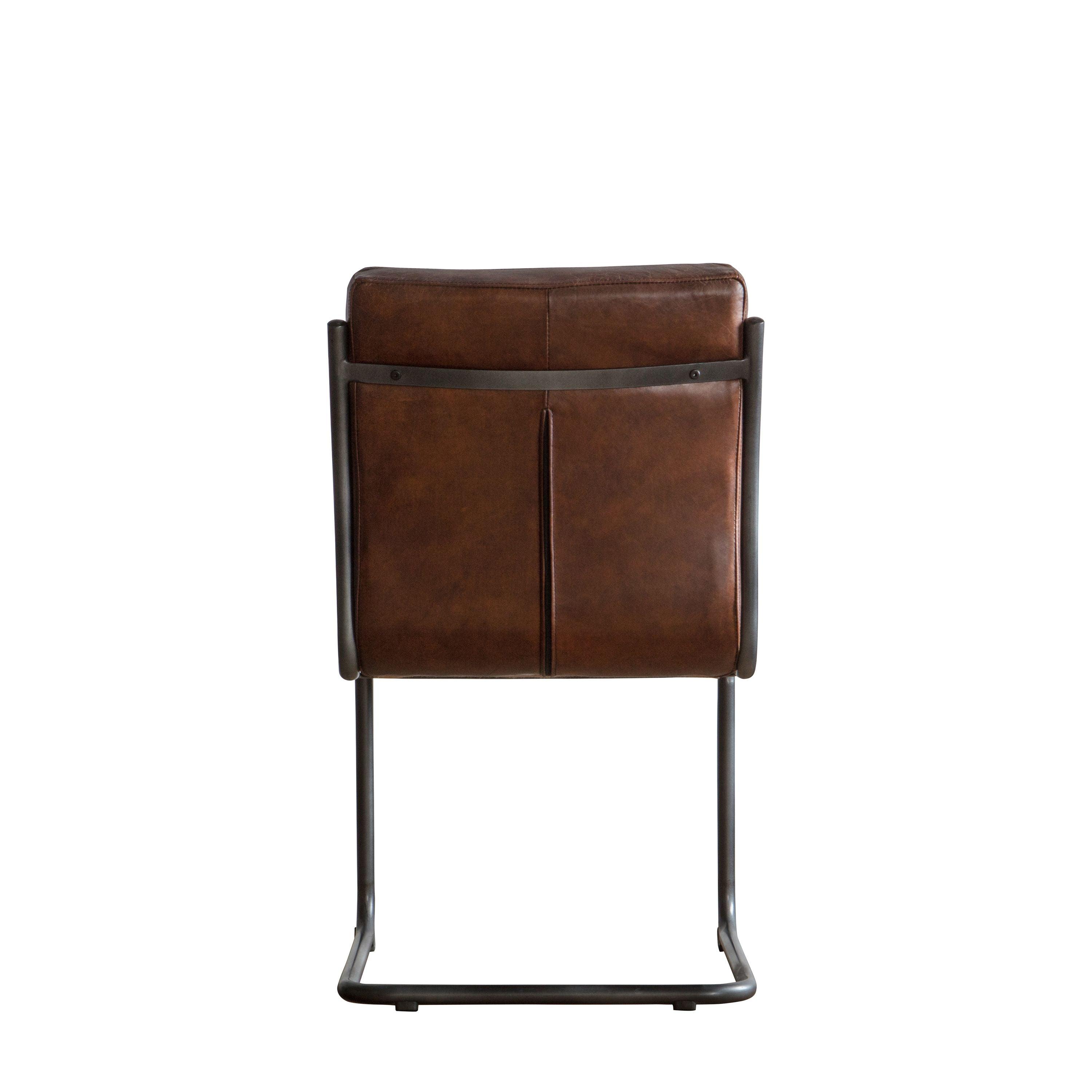 Capriccio Leather Dining Chair Brown with Black Iron Legs - Maison Rêves UK