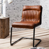 Capriccio Leather Dining Chair Brown with Black Iron Legs - Maison Rêves UK
