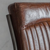 Capriccio Leather Dining Chair Brown with Black Iron Legs - Maison Rêves UK
