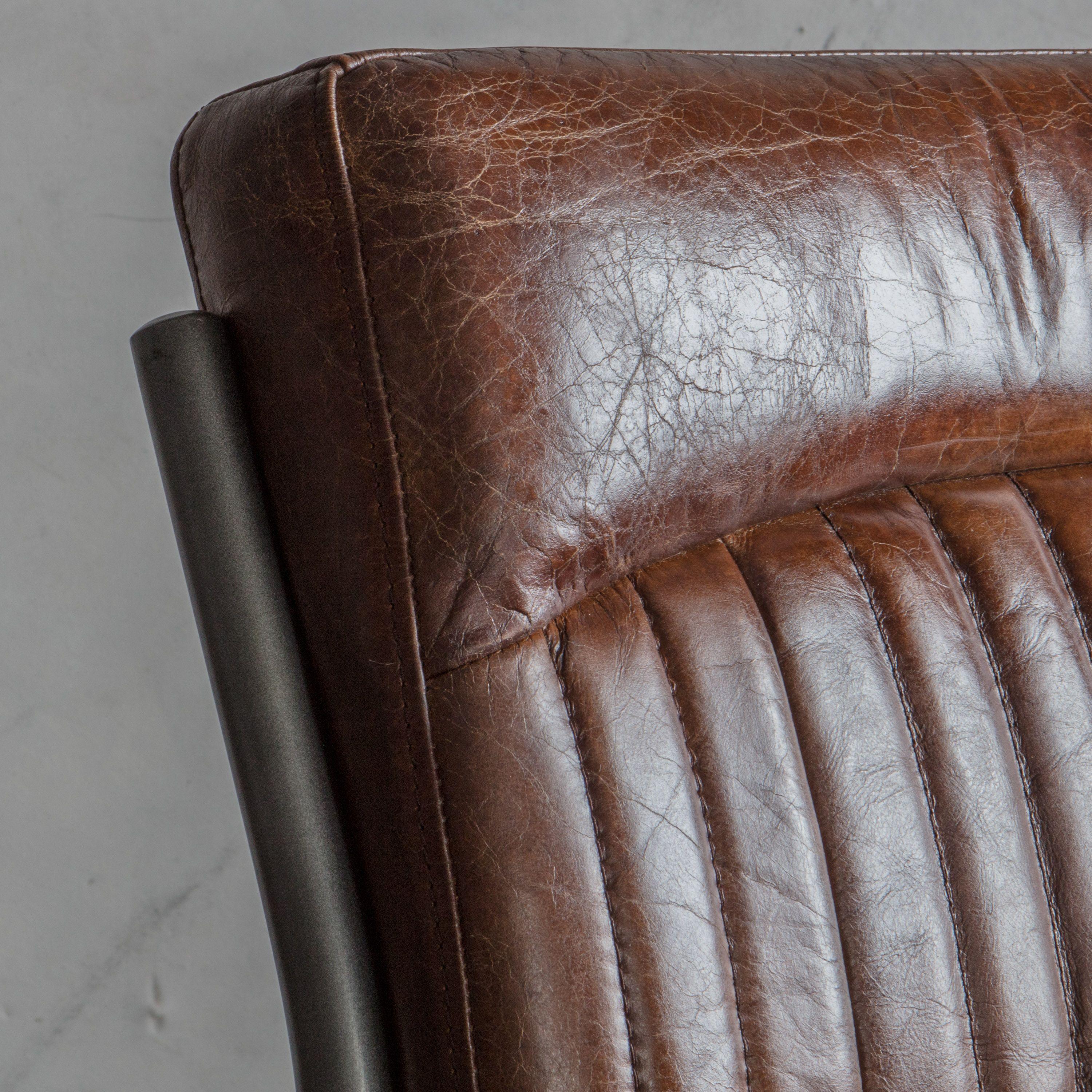 Capriccio Leather Dining Chair Brown with Black Iron Legs - Maison Rêves UK