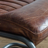 Capriccio Leather Dining Chair Brown with Black Iron Legs - Maison Rêves UK