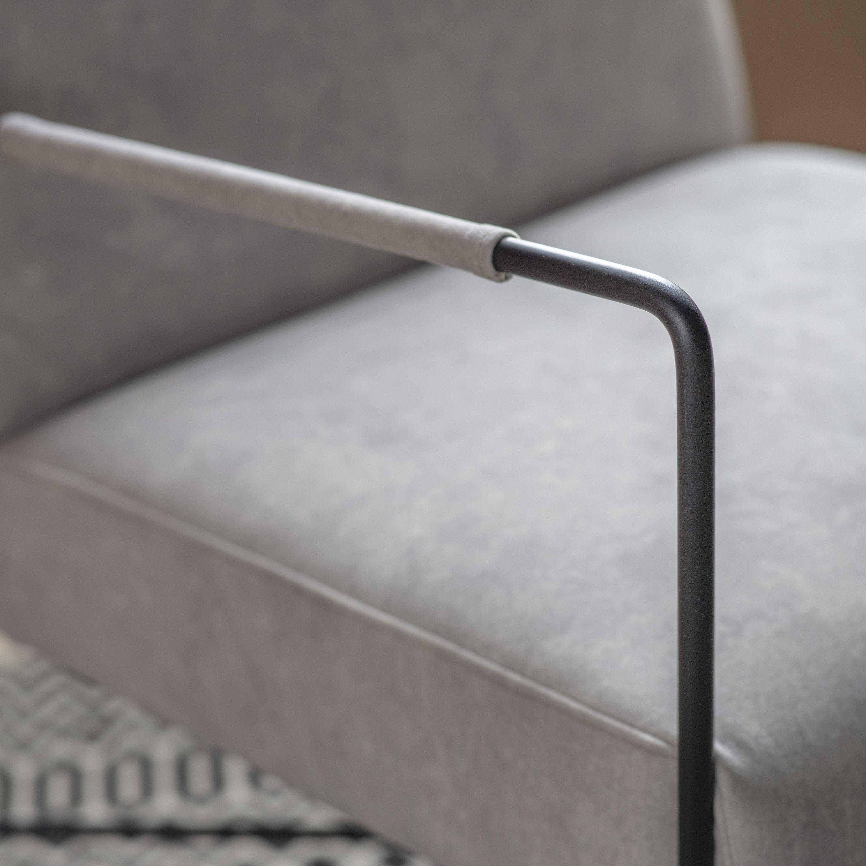 Chartwellshire Fabric Armchair Grey with Narrow Metal Arms - Maison Rêves UK