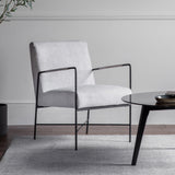 Chartwellshire Fabric Armchair White with Narrow Metal Arms - Maison Rêves UK