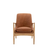 Chroma Weathered Ashwood Frame Armchair Brown Leather - Maison Rêves UK