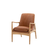 Chroma Weathered Ashwood Frame Armchair Brown Leather - Maison Rêves UK