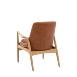 Chroma Weathered Ashwood Frame Armchair Brown Leather - Maison Rêves UK