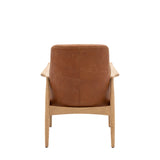 Chroma Weathered Ashwood Frame Armchair Brown Leather - Maison Rêves UK