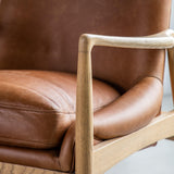 Chroma Weathered Ashwood Frame Armchair Brown Leather - Maison Rêves UK