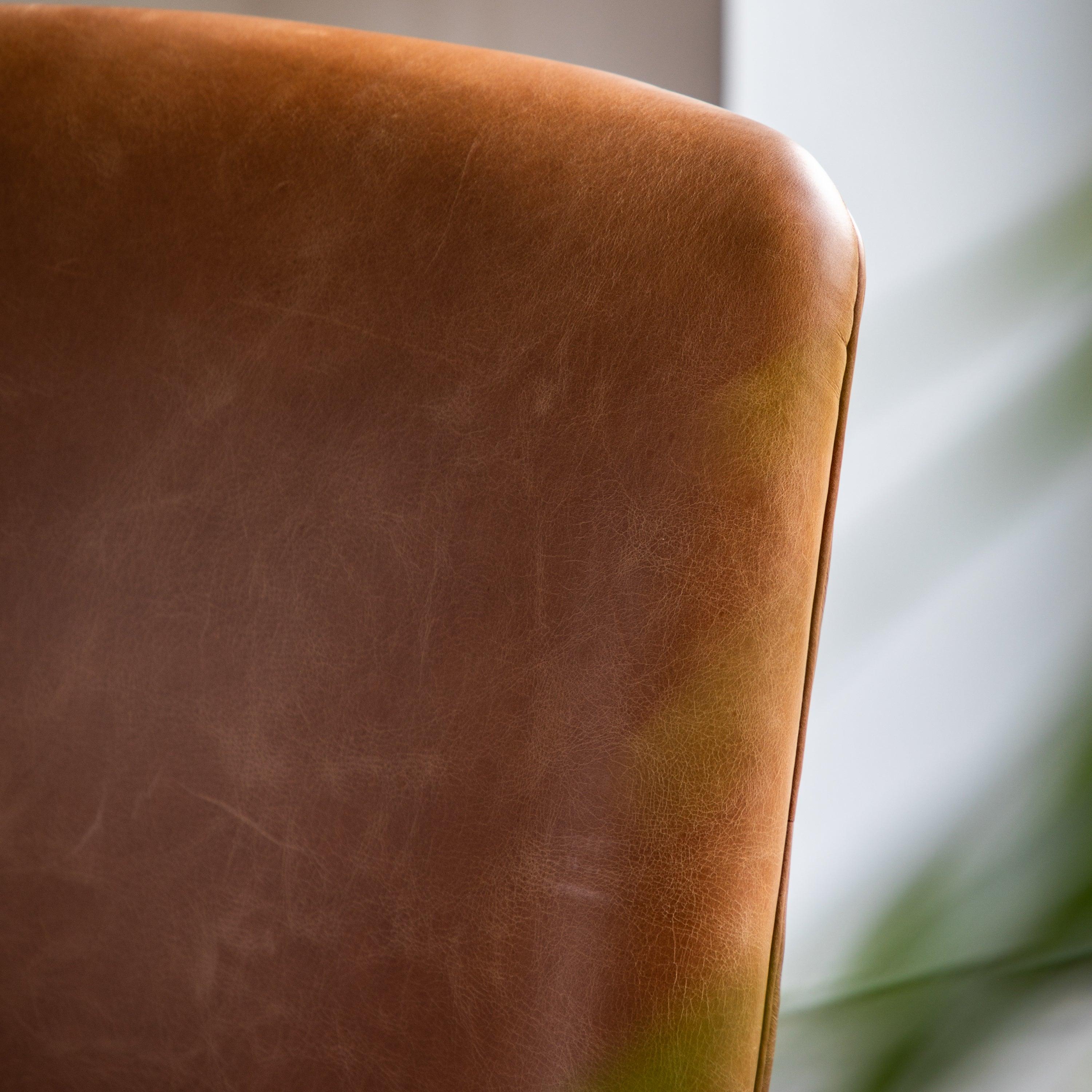 Chroma Weathered Ashwood Frame Armchair Brown Leather - Maison Rêves UK