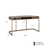 Classio 2 Drawer Desk in Leather with Brushed Gold Frame by Richmond Interiors - Maison Rêves UK