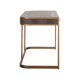 Classio 2 Drawer Desk in Leather with Brushed Gold Frame by Richmond Interiors - Maison Rêves UK