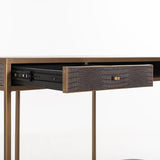 Classio 2 Drawer Desk in Leather with Brushed Gold Frame by Richmond Interiors - Maison Rêves UK
