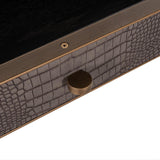 Classio 2 Drawer Desk in Leather with Brushed Gold Frame by Richmond Interiors - Maison Rêves UK