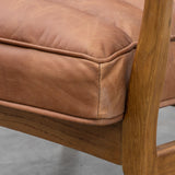 Cruzo Armchair Vintage Brown Leather with Wooden Legs - Maison Rêves UK