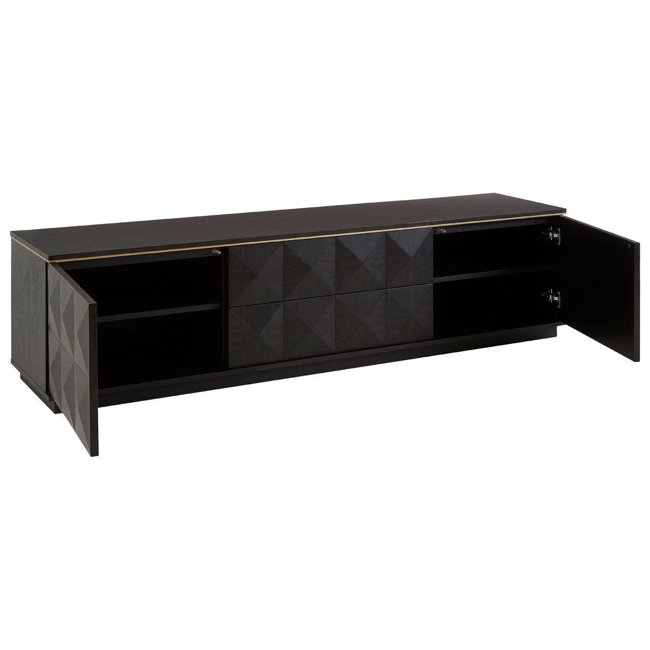 Diamond Rubberwood Media Unit with Gold Accent - Maison Rêves UK