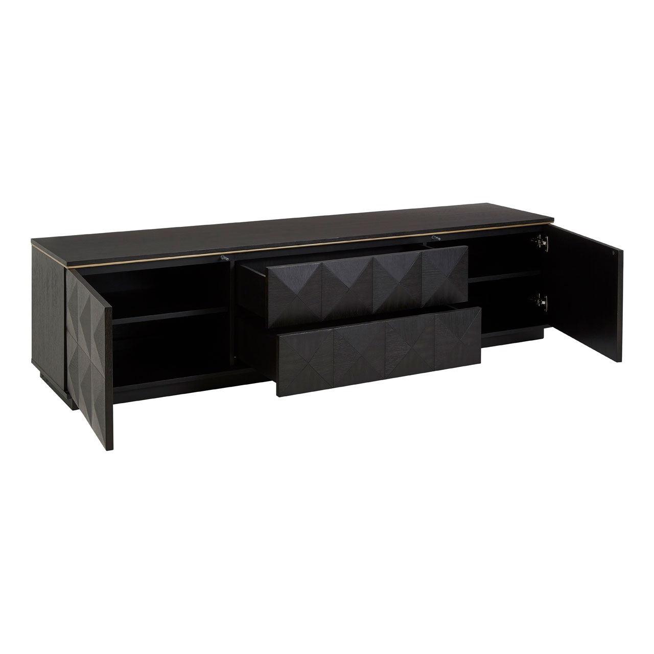 Diamond Rubberwood Media Unit with Gold Accent - Maison Rêves UK