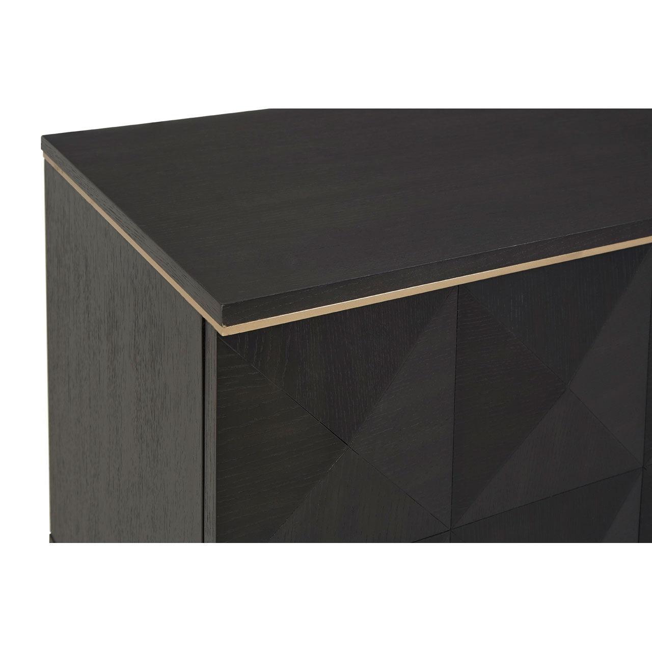 Diamond Rubberwood Media Unit with Gold Accent - Maison Rêves UK