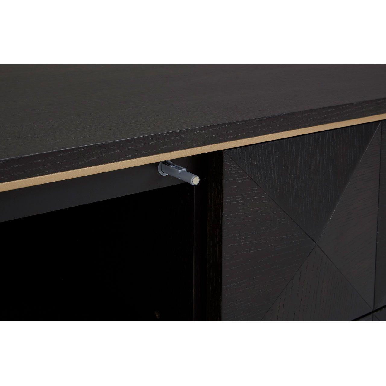 Diamond Rubberwood Media Unit with Gold Accent - Maison Rêves UK