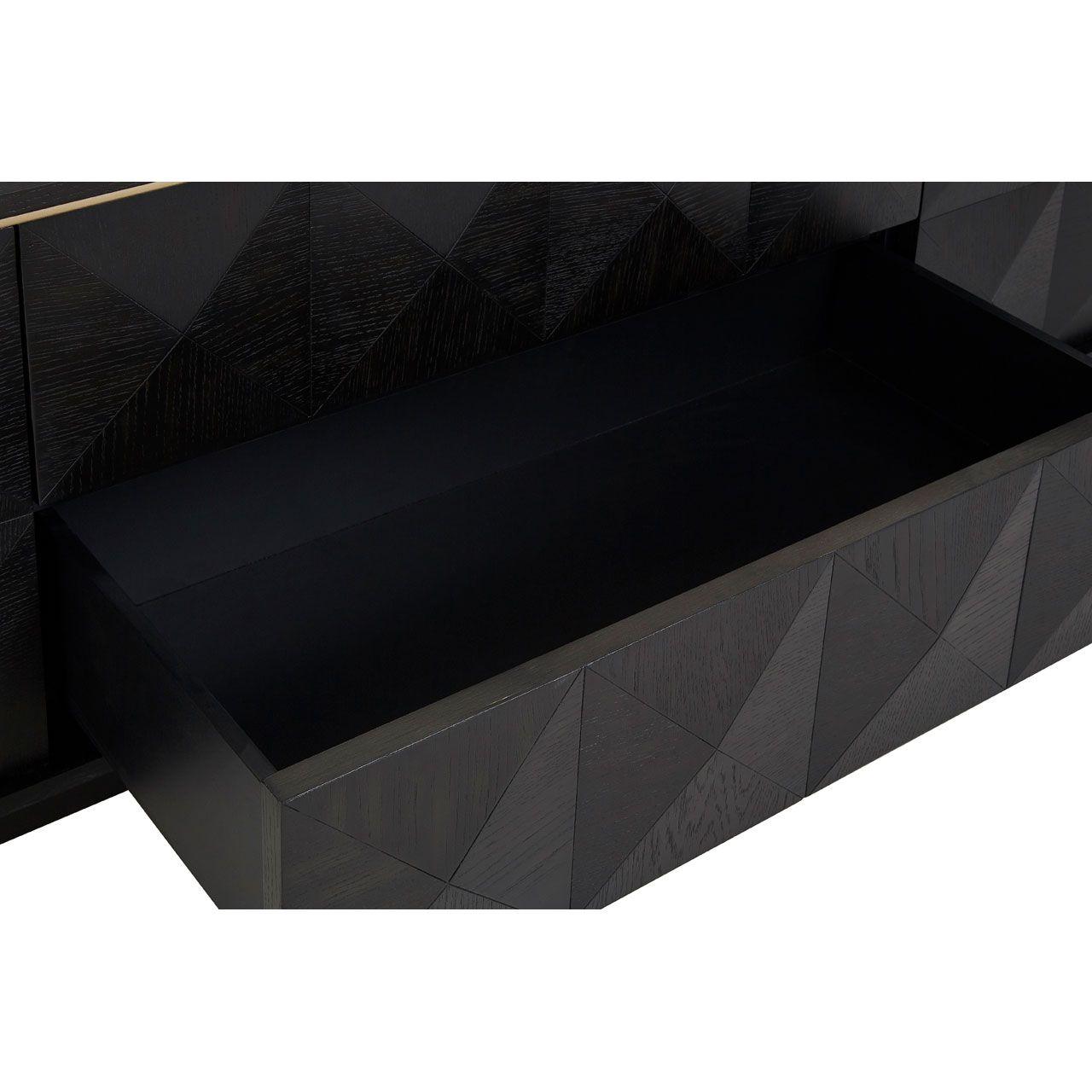 Diamond Rubberwood Media Unit with Gold Accent - Maison Rêves UK