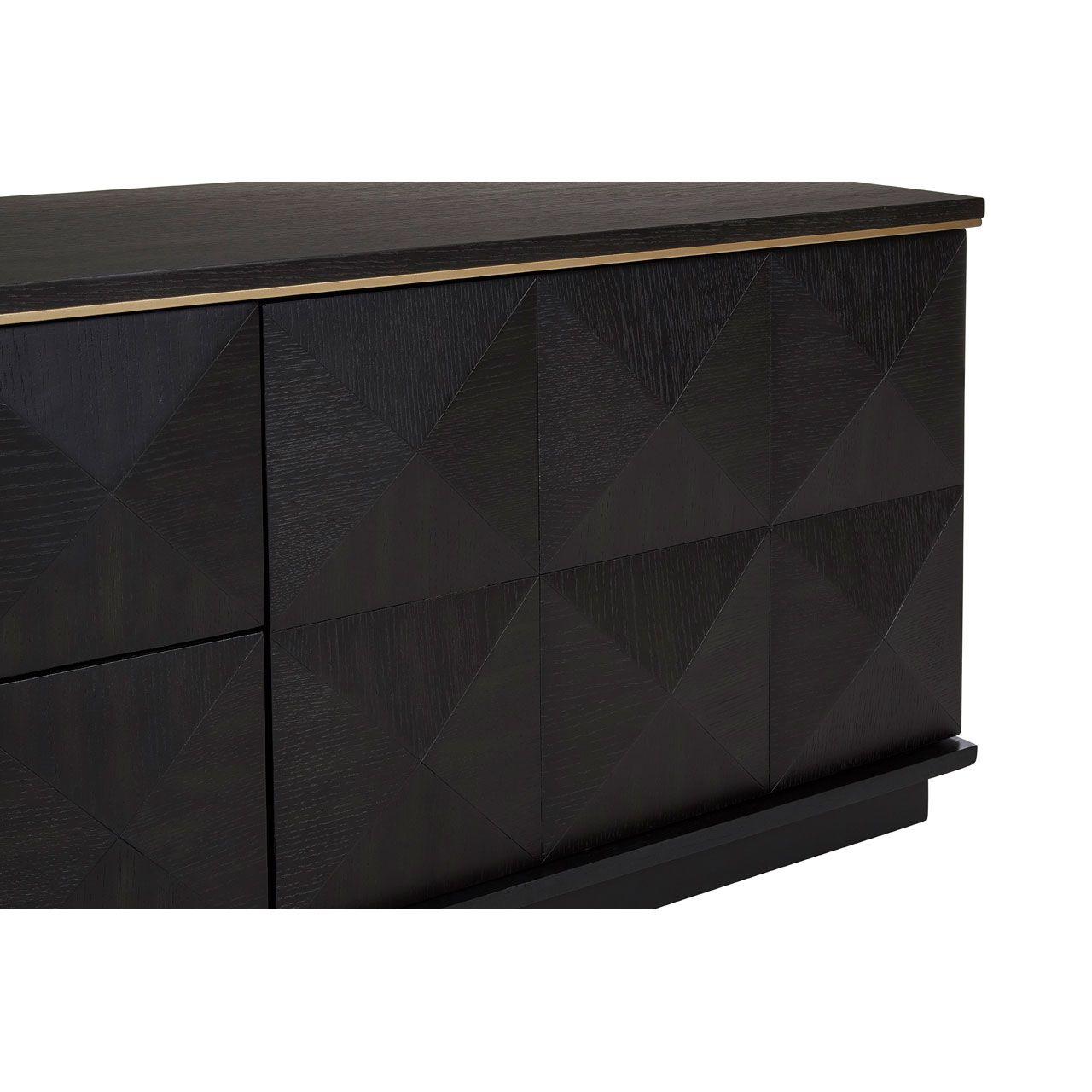 Diamond Rubberwood Media Unit with Gold Accent - Maison Rêves UK