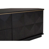 Diamond Rubberwood Media Unit with Gold Accent - Maison Rêves UK