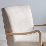 Edelmar Solid Oak Armchair Upholstered in Natural Linen - Maison Rêves UK