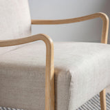 Edelmar Solid Oak Armchair Upholstered in Natural Linen - Maison Rêves UK