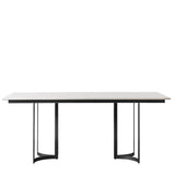 Everglade White Marble Top Dining Table with Black Iron Base - Maison Rêves UK