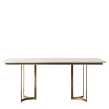 Everglade White Marble Top Dining Table with Gold Iron Base - Maison Rêves UK