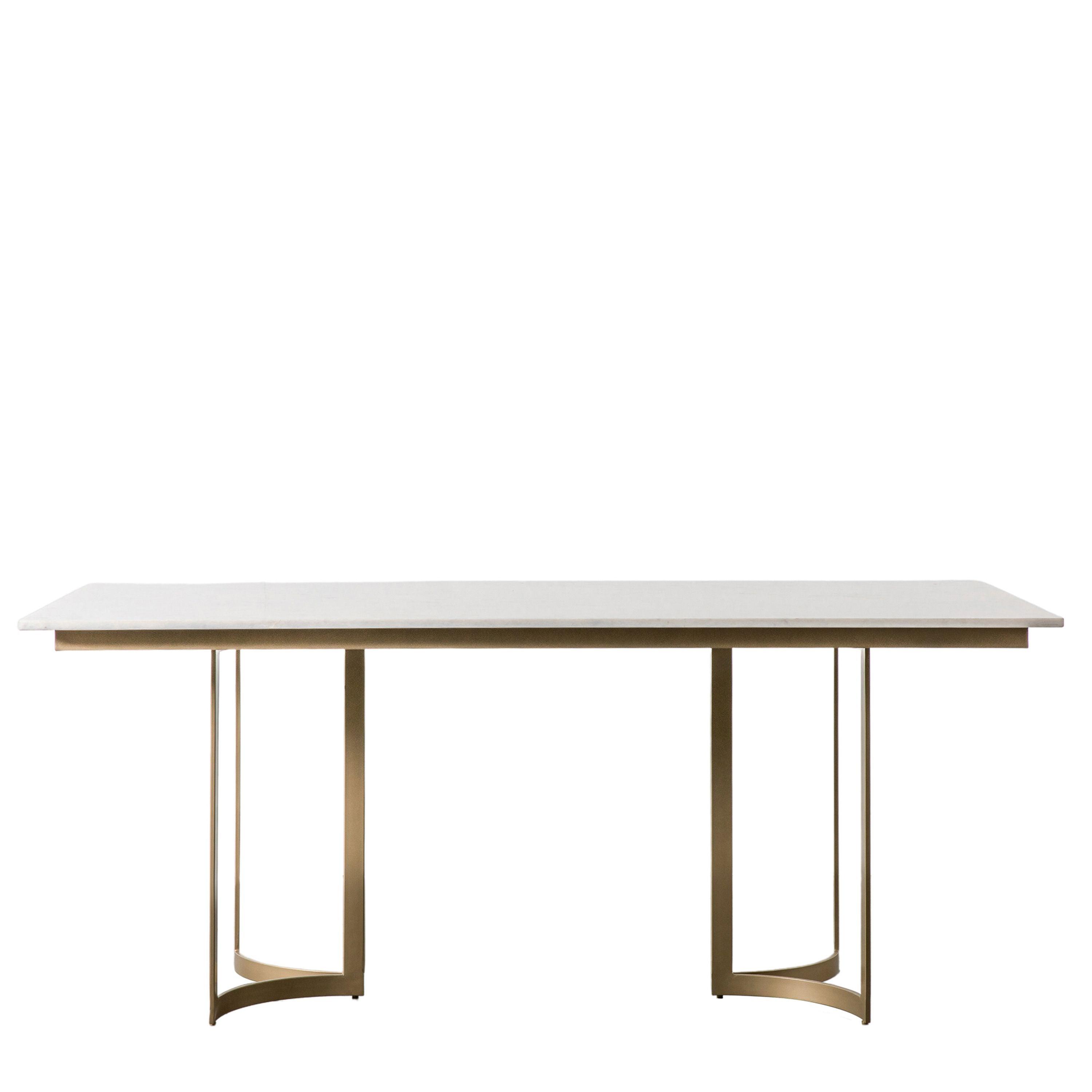 Everglade White Marble Top Dining Table with Gold Iron Base - Maison Rêves UK