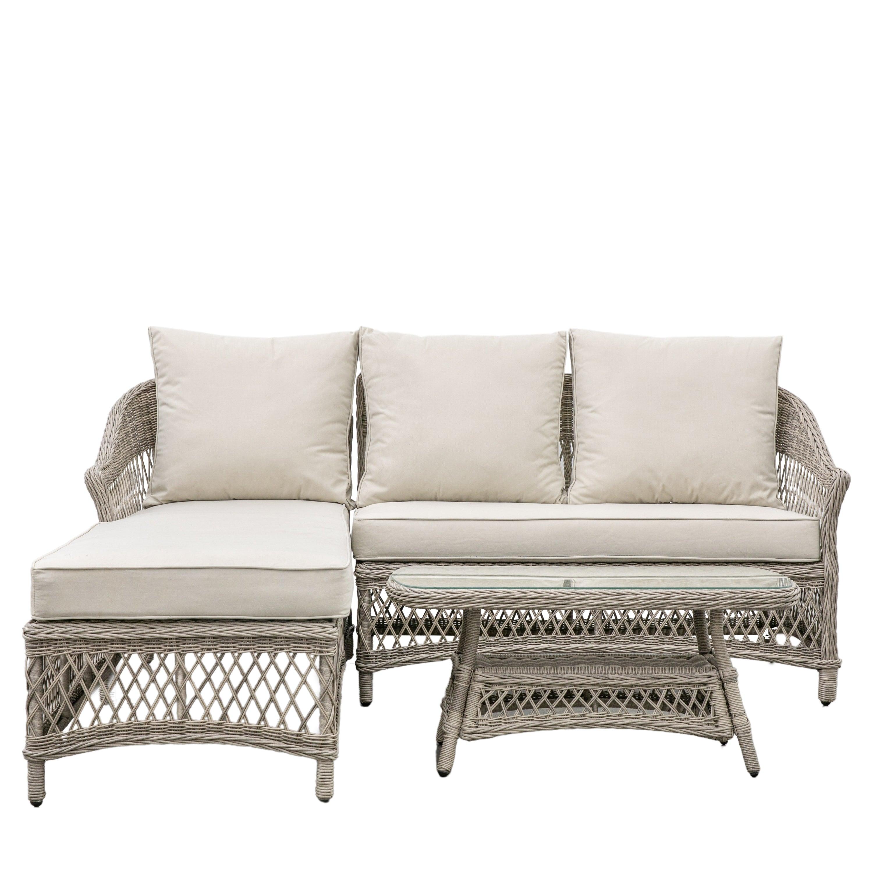 Evesmith Wicker Chaise Set Stone - Maison Rêves UK
