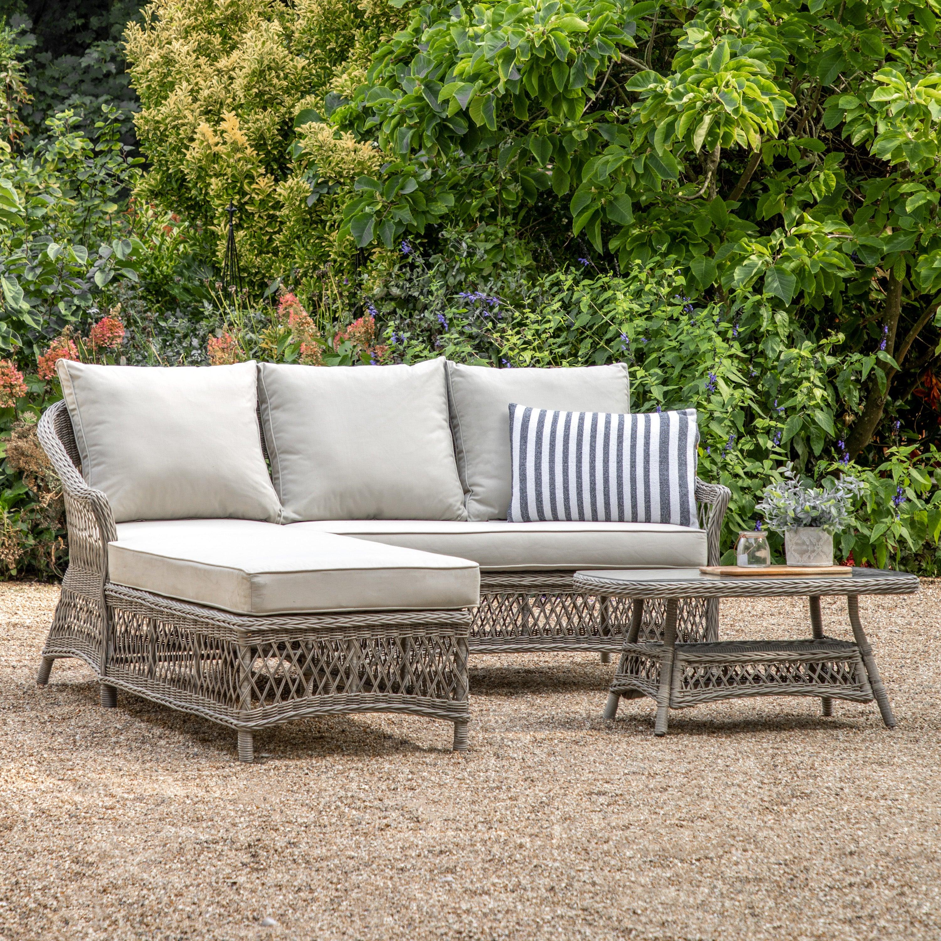 Evesmith Wicker Chaise Set Stone - Maison Rêves UK