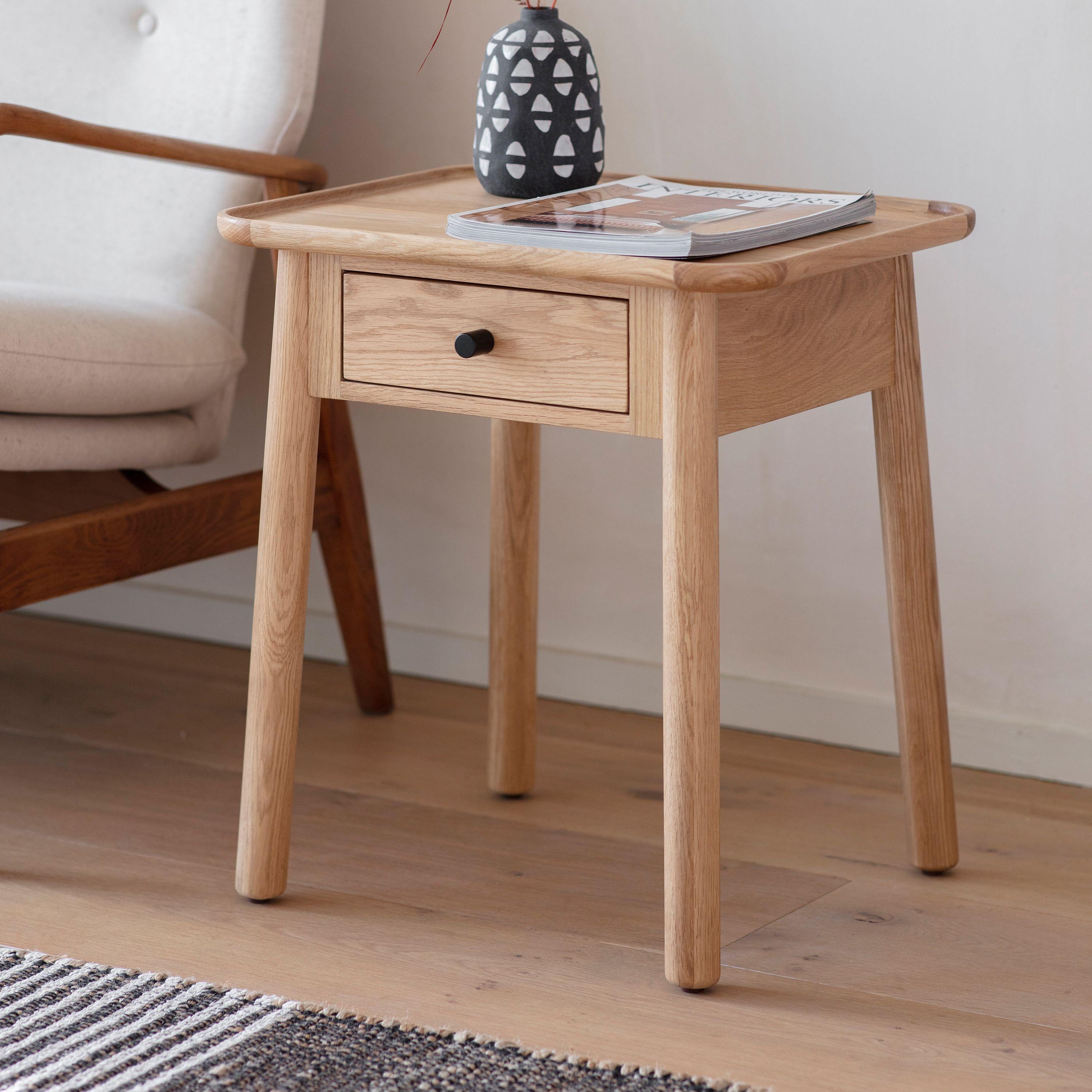 Fernhaven 1 Drawer Wooden Side Table - Maison Rêves UK
