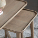 Fernhaven Solid Oak Nest Of 2 Tables Grey - Maison Rêves UK