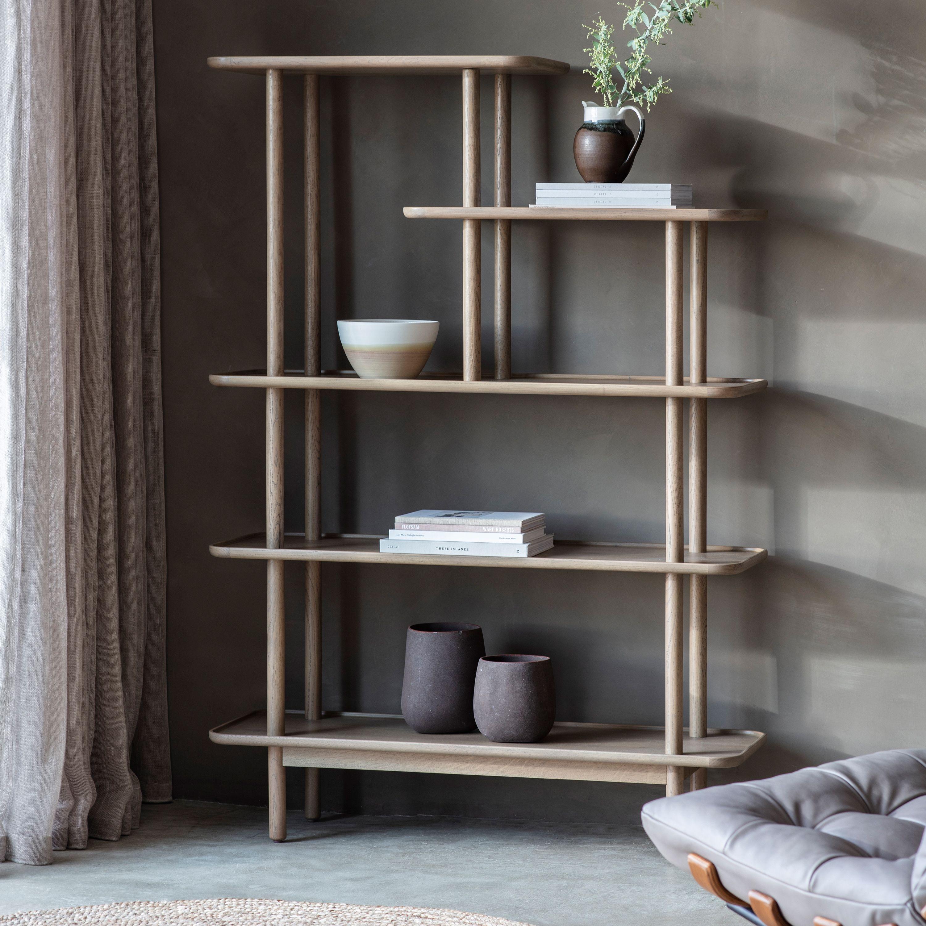 Fernhaven Solid Oak Open Display Grey - Maison Rêves UK