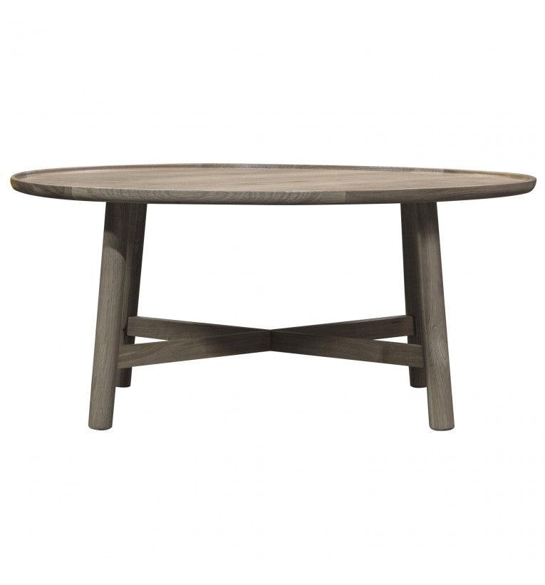 Fernhaven Solid Oak Round Coffee Table Grey - Maison Rêves UK