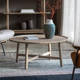 Fernhaven Solid Oak Round Coffee Table Grey - Maison Rêves UK