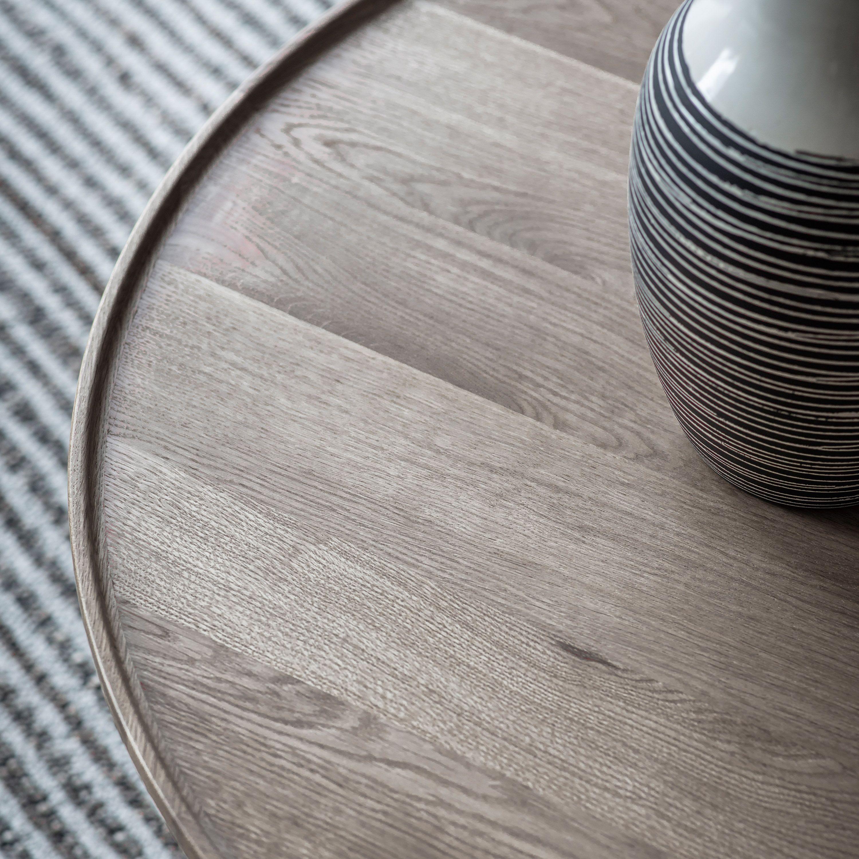Fernhaven Solid Oak Round Coffee Table Grey - Maison Rêves UK