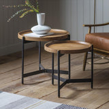 Fleurique Iron Nest Of 2 Tables with Mango Wood Top - Maison Rêves UK