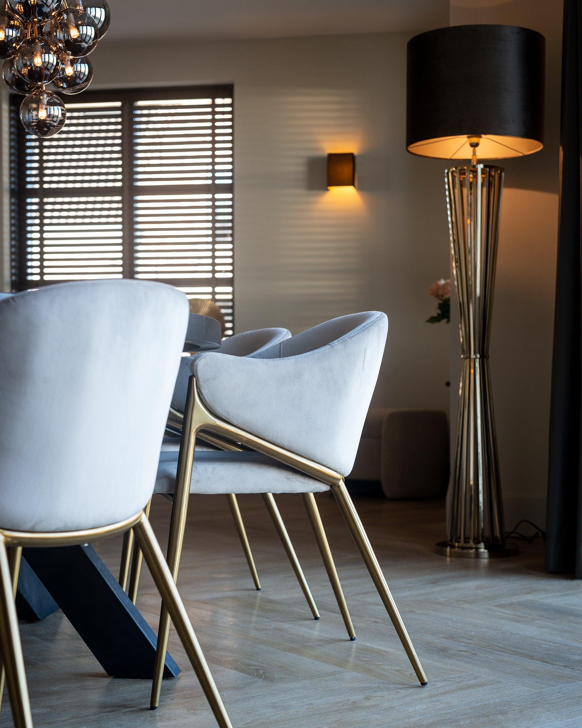 Gwen Velvet Dining Chair with Brushed Gold Legs by Richmond Interiors - Maison Rêves UK