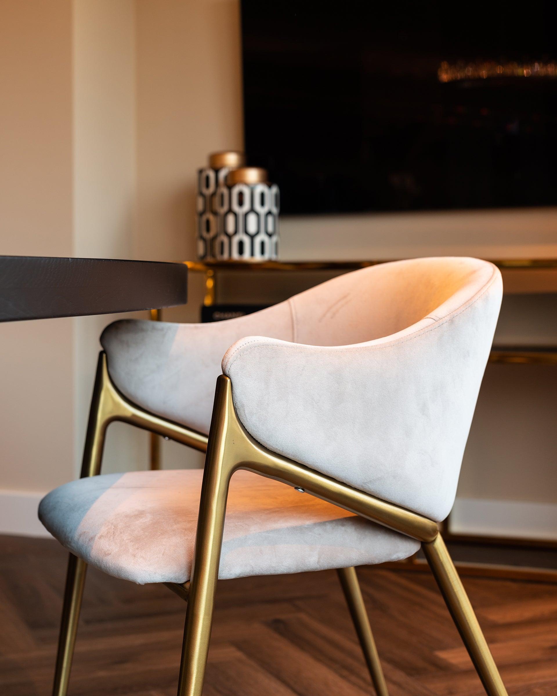 Gwen Velvet Dining Chair with Brushed Gold Legs by Richmond Interiors - Maison Rêves UK