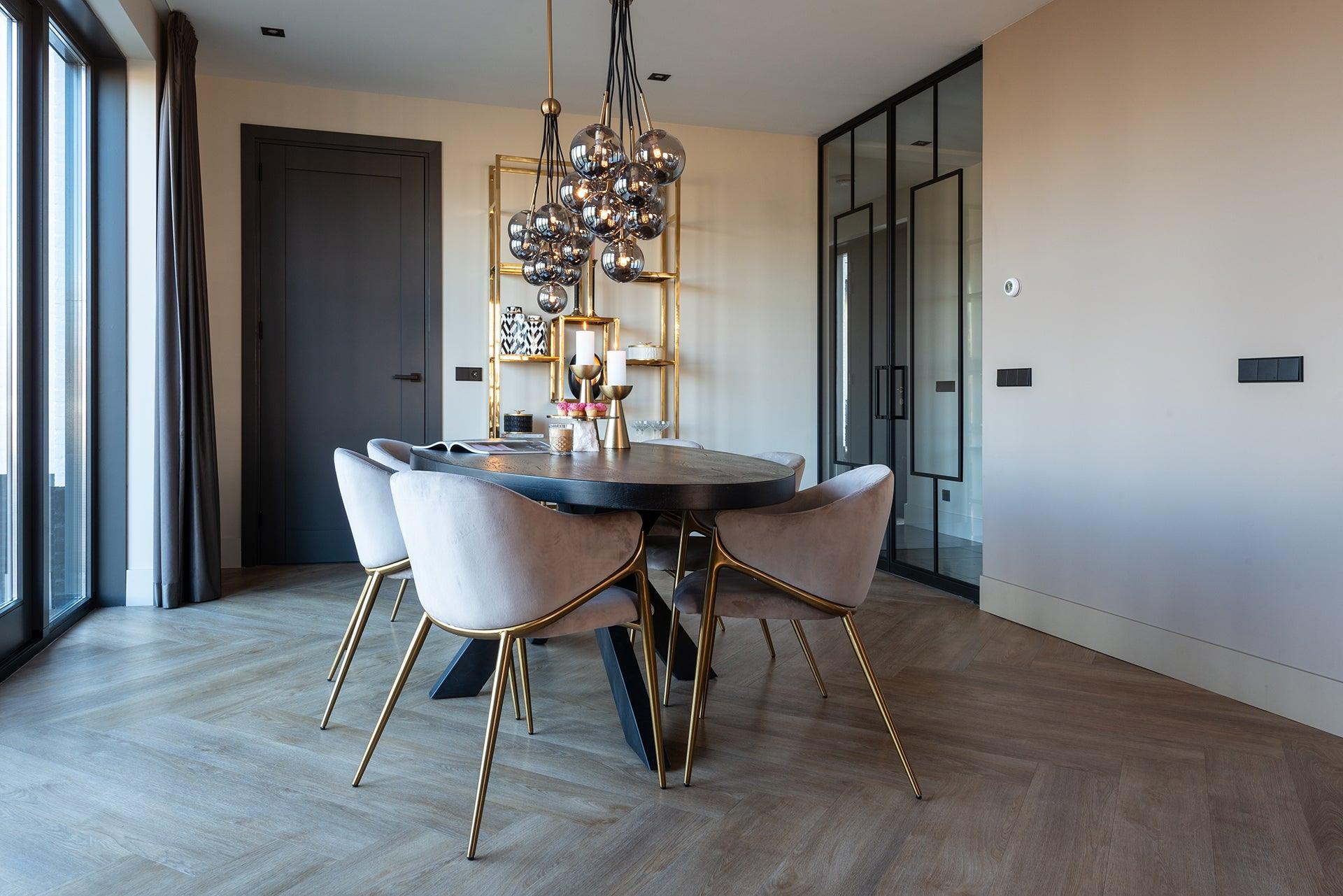 Gwen Velvet Dining Chair with Brushed Gold Legs by Richmond Interiors - Maison Rêves UK