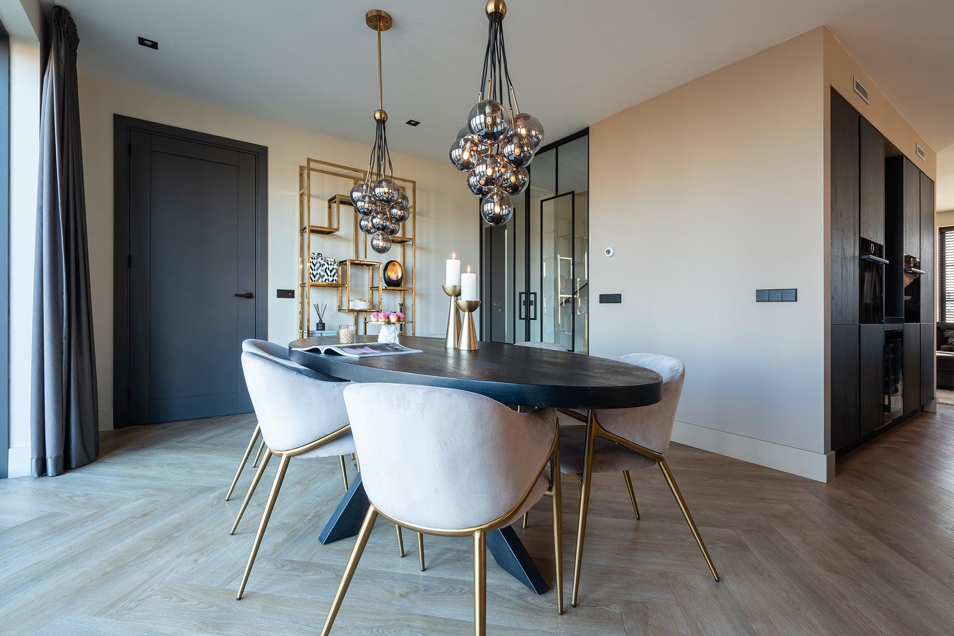 Gwen Velvet Dining Chair with Brushed Gold Legs by Richmond Interiors - Maison Rêves UK