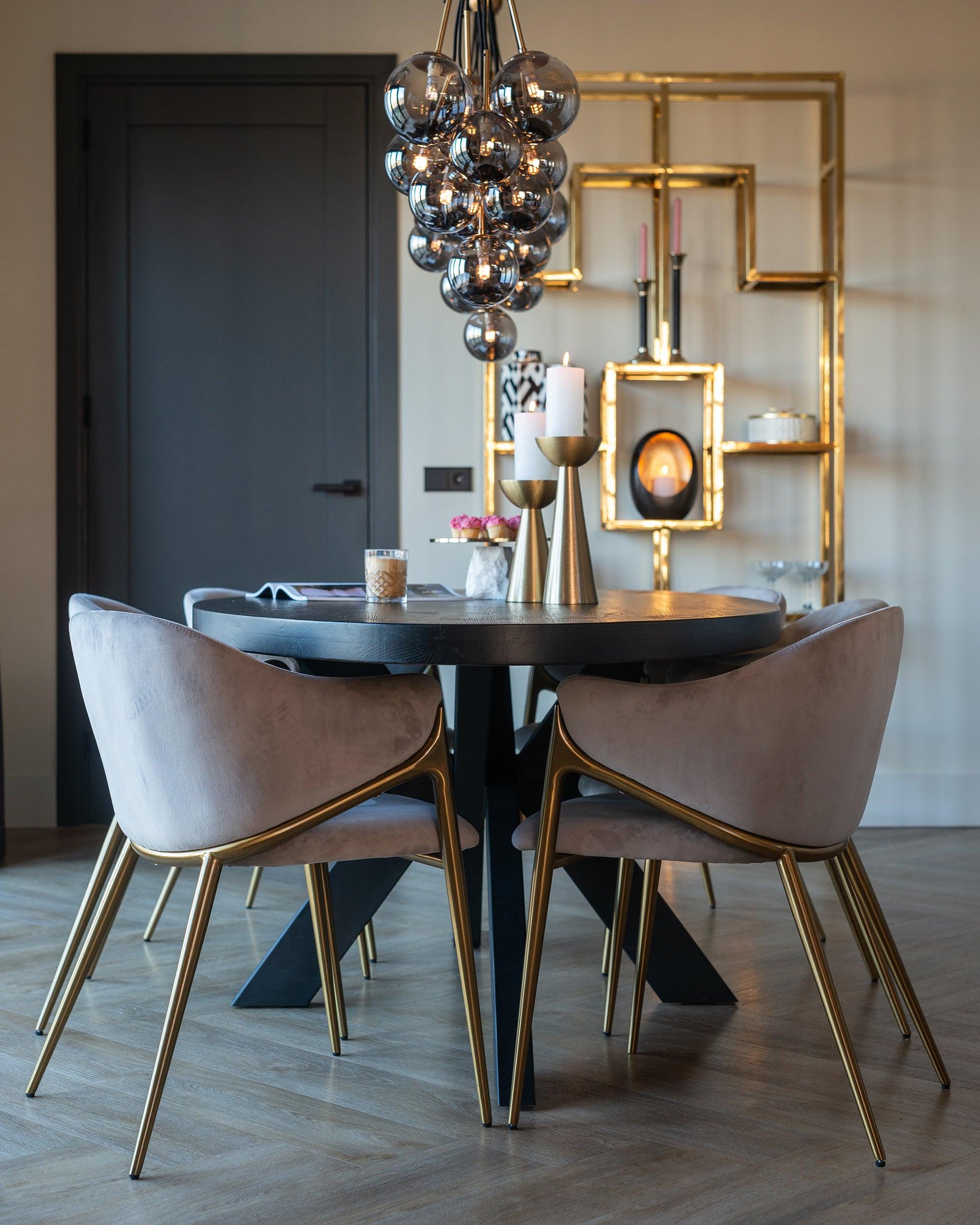 Gwen Velvet Dining Chair with Brushed Gold Legs by Richmond Interiors - Maison Rêves UK