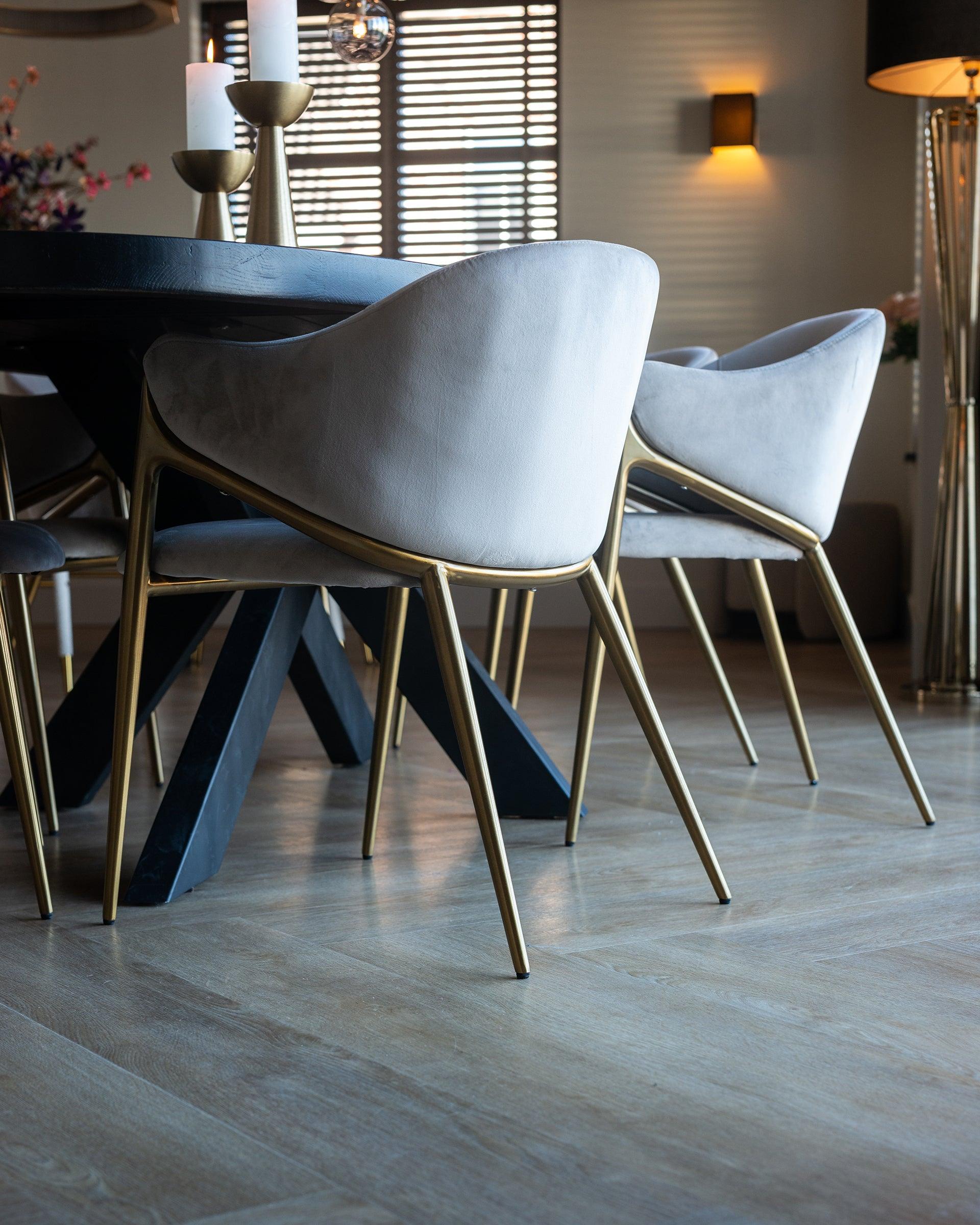 Gwen Velvet Dining Chair with Brushed Gold Legs by Richmond Interiors - Maison Rêves UK